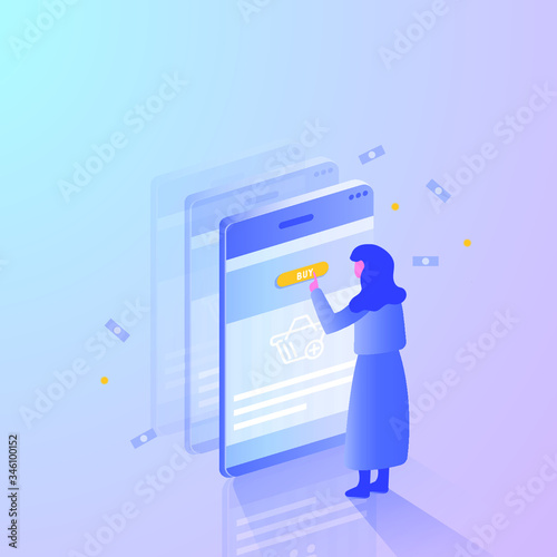 Effective template technology data, mining server farm room and smart digital devices such as phone ,computer, data, data processing vector illustration.