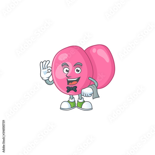 A streptococcus pyogenes waiter cartoon character ready to serve
