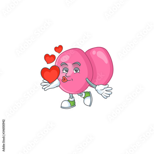 An adorable cartoon design of streptococcus pyogenes holding heart