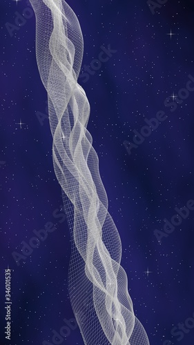 Abstract purple-blue starry background. White cyberspace grid. hi tech network. Outer space. Starry outer space texture. Deep space. Universe. 3D illustration