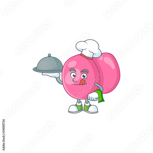 A streptococcus pyogenes chef cartoon design with hat and tray