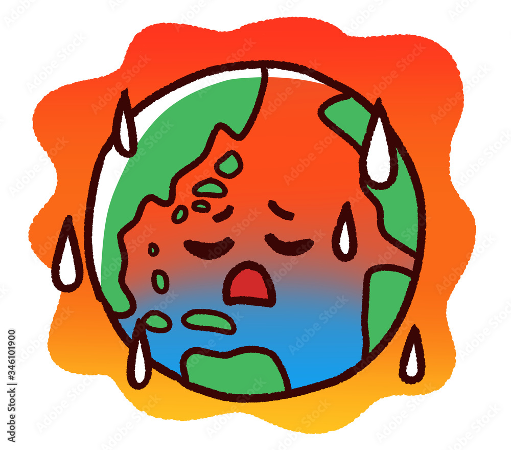 手書き風 地球温暖化 表情 Stock イラスト Adobe Stock