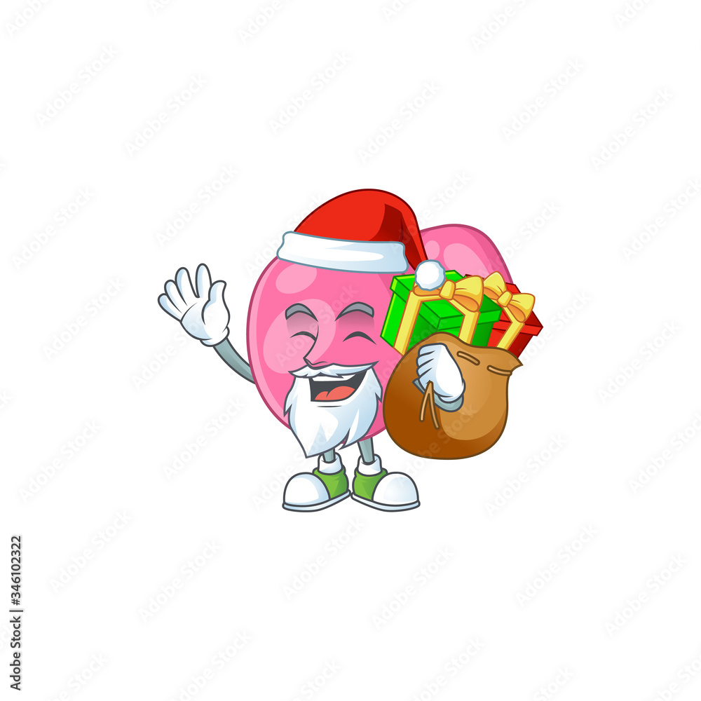Santa streptococcus pyogenes Cartoon character design with sacks of gifts
