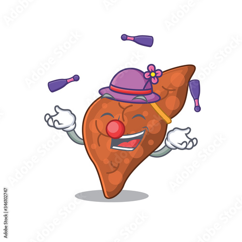 An attractive human fibrosis liver cartoon design style playing juggling