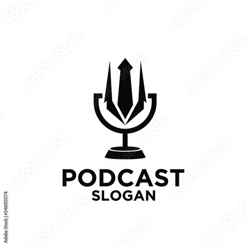 podcast tie gentlemen job business logo icon design vector