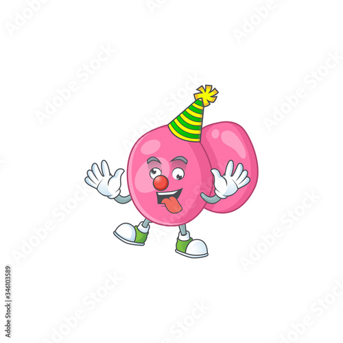 Amusing Clown streptococcus pyogenes cartoon character mascot style