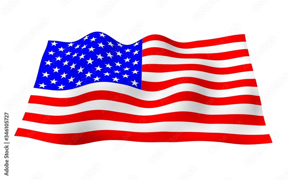 Obraz premium Waving flag of the United States of America. Stars and Stripes. State symbol of the USA. 3D illustration