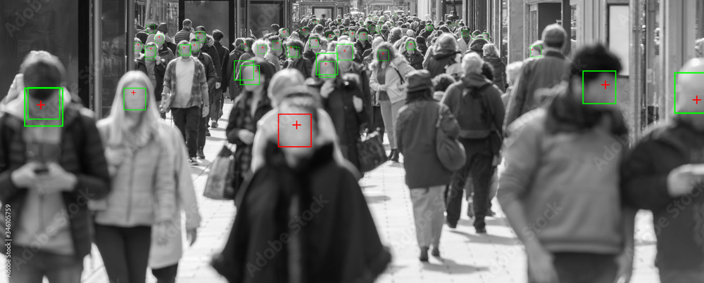 thermal cameras tracking crowd of people to protect their health. cctv ...