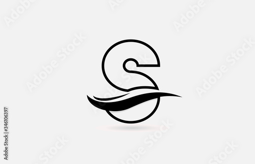 Fototapeta Naklejka Na Ścianę i Meble -  S black and white alphabet letter logo icon for business and company with simple line design