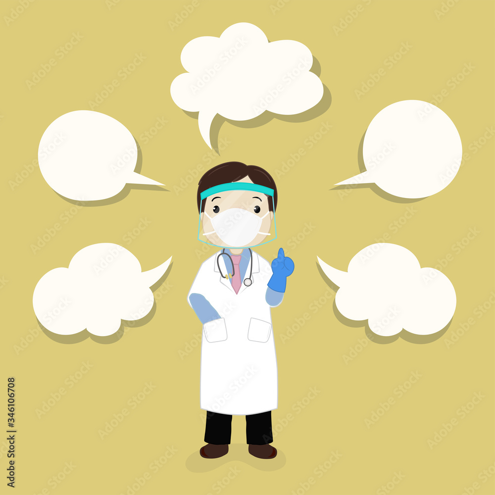 Doctor with speech balloons. Doctor with speech balloons.