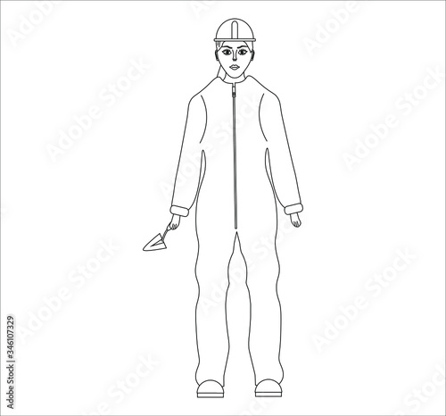 bricklayer woman. illustration for web and mobile design.