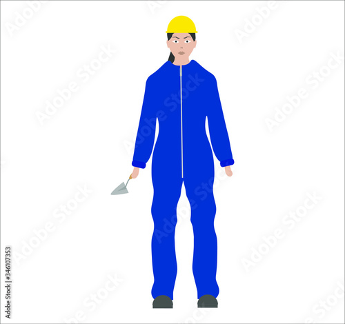 bricklayer woman. illustration for web and mobile design.