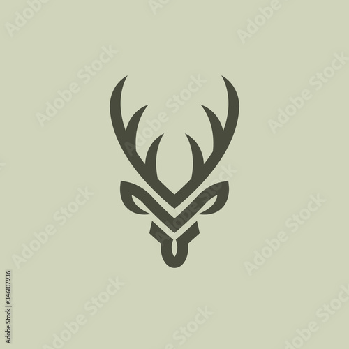 Abstract Deer Head Logo Design. Vector illustration. Stylized geometric shape deer logotype.