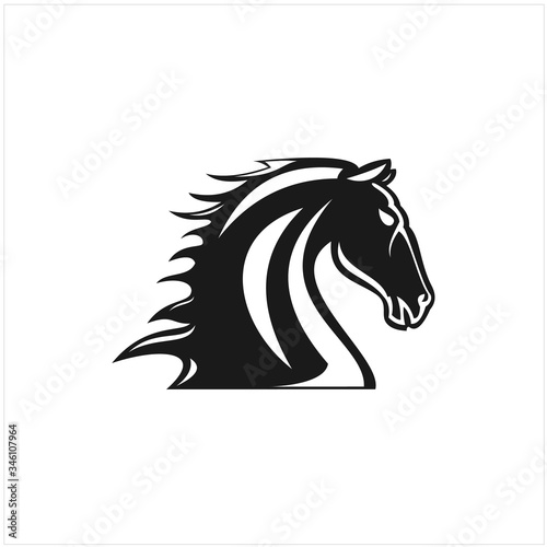Fototapeta Naklejka Na Ścianę i Meble -  Horse logo emblem template mascot symbol. Vector Vintage Design Element.