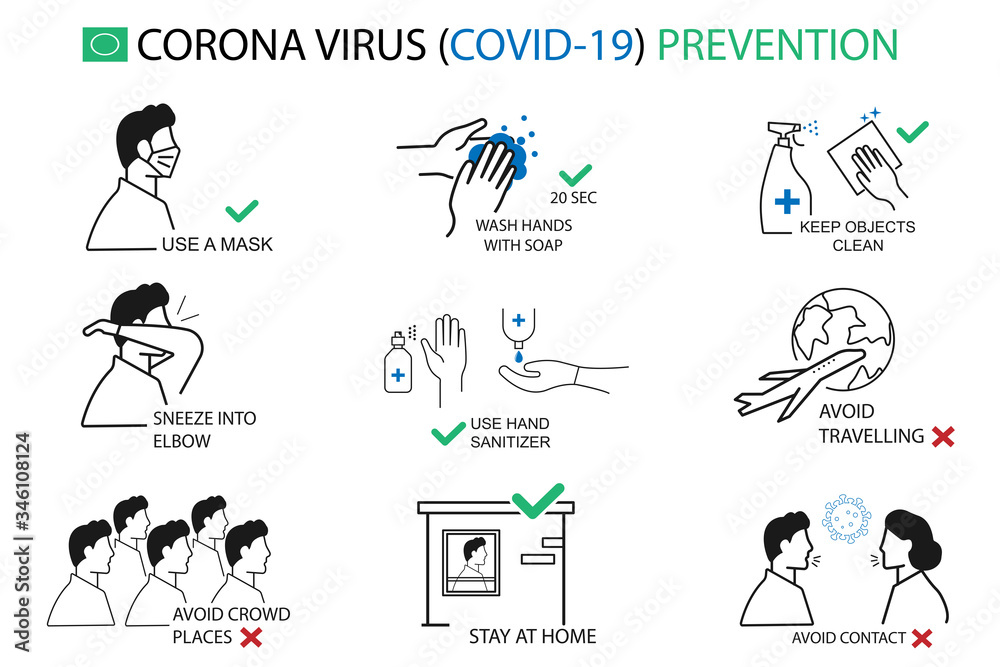 Corona virus (covid-19) prevention icon, virus protection icon vector   