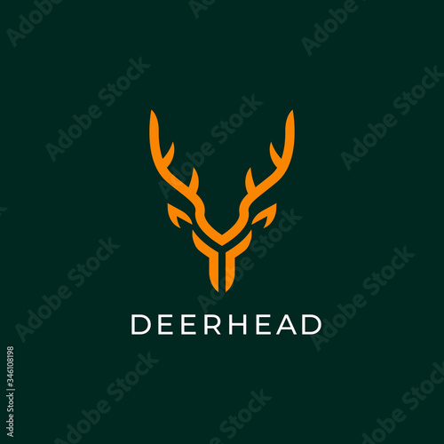 Abstract Deer Head Logo Design. Vector illustration. Stylized geometric shape deer logotype.