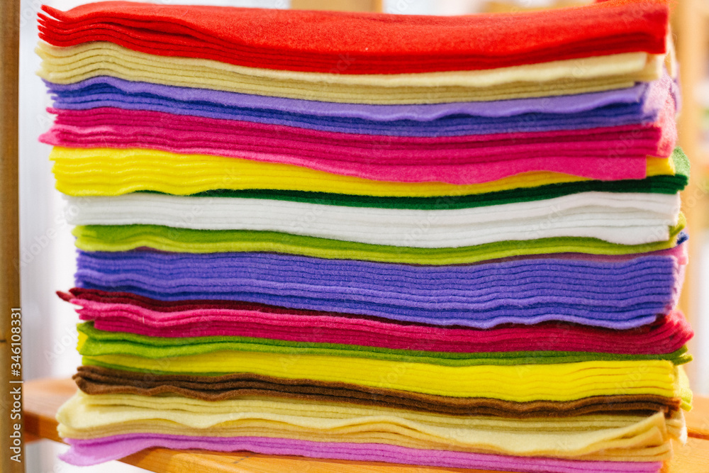 Bundle of colored fabric felt. (Texture, lines, pattern, composition, handmade) Bundle of colored fabric felt. (Texture, lines, pattern, composition, handmade)