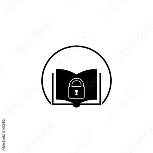 Locked book icon isolated on white background