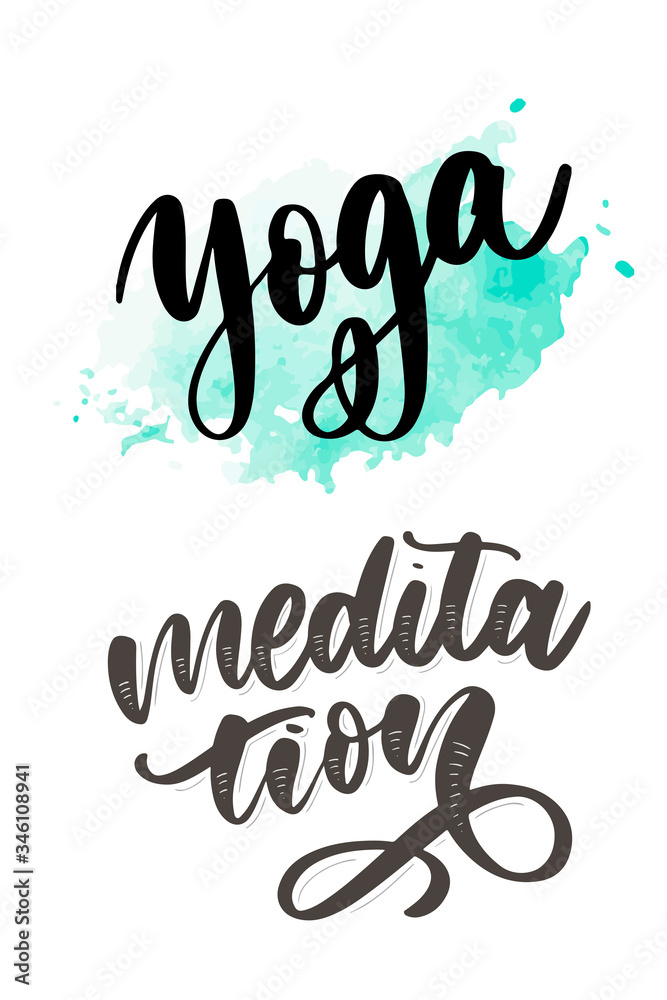 Vector illustration of My Therapy is meditation. Lettering poster for yoga studio and meditation class. Fun letters for greeting and invitation card, t-shirt print design.