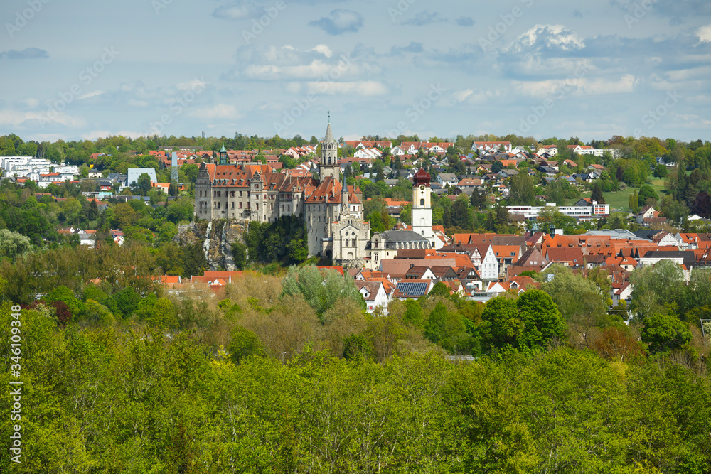 Ausblick auf das Hohenzollern Schloss in Sigmaringen an der Donau