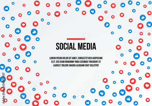 Thumbs up and heart icon flying on white background. social media love and like background. emoticon vector illustration
