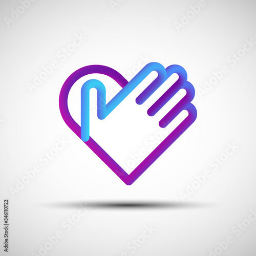 Hand over heart blended line icon