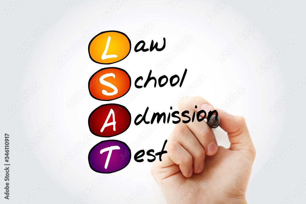 LSAT - Law School Admission Test acronym, business concept background