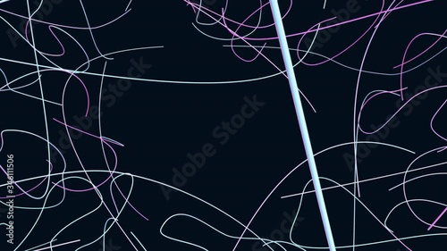abstract digital background with shiny neon lines moving random in abstract 3D space with copy space in a middle