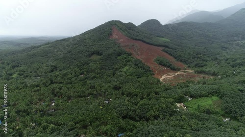 Aerial view landslide in the western Ghats of India 
2019 flood 