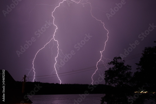 Thunderstorm night on the lake