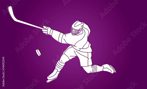 Ice Hockey player action cartoon sport graphic vector. © sila5775