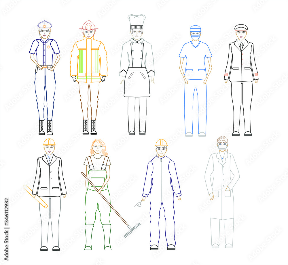 kit of illustrations of women in different jobs. illustration for web and mobile design. kit of illustrations of women in different jobs. illustration for web and mobile design.