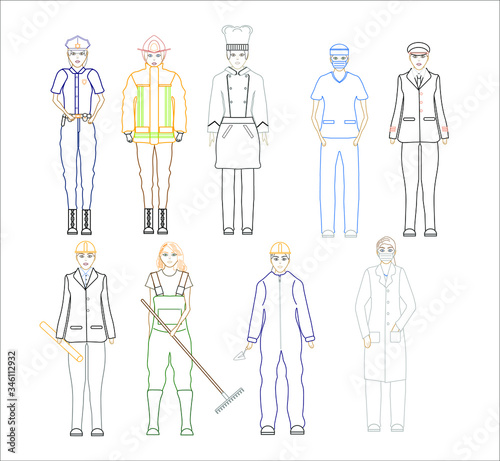 Wallpaper Mural kit of illustrations of women in different jobs. illustration for web and mobile design. Torontodigital.ca