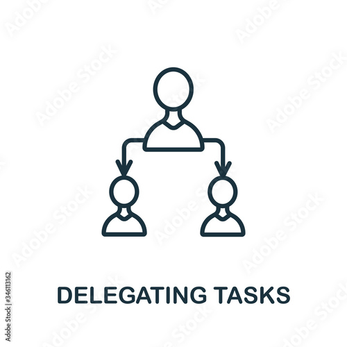 Delegating Tasks icon from production management collection. Simple line Delegating Tasks icon for templates, web design and infographics