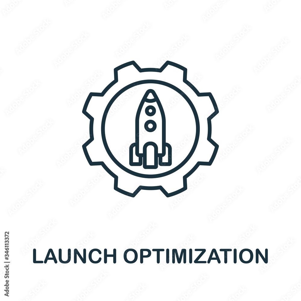 Fototapeta premium Launch Optimization icon from production management collection. Simple line Launch Optimization icon for templates, web design and infographics