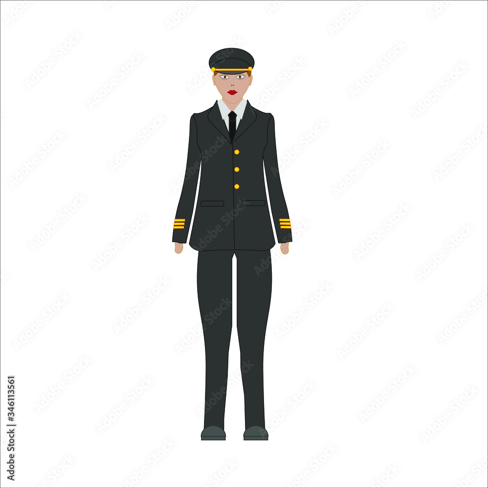 female airplane pilot. illustration for web and mobile design.