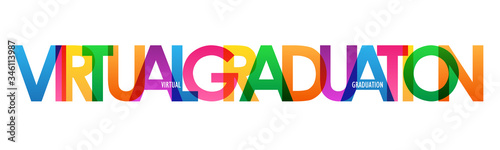 VIRTUAL GRADUATION colorful vector typography banner