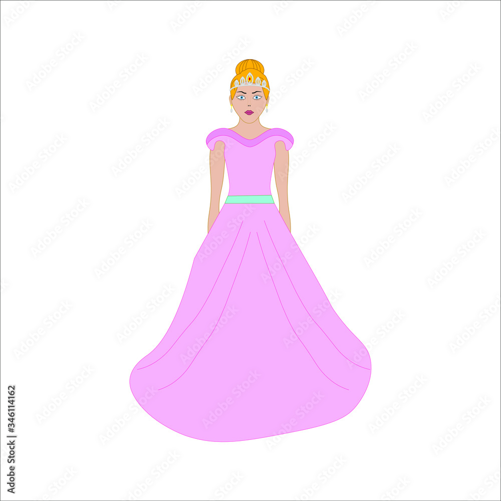 woman dressed as a princess. illustration for web and mobile design.