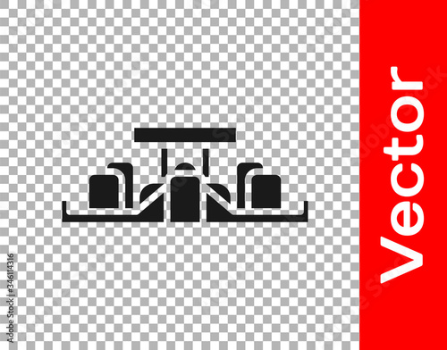Black Formula 1 racing car icon isolated on transparent background. Vector Illustration