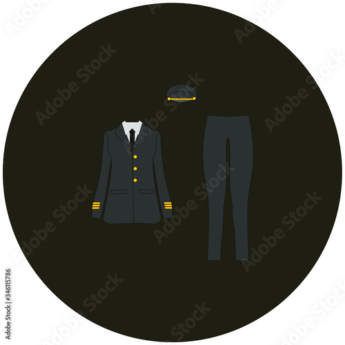 airplane pilot woman uniform. illustration for web and mobile design.
