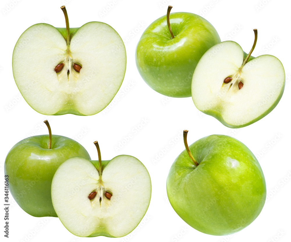 Green apples isolated on white background with clipping path Green apples isolated on white background with clipping path