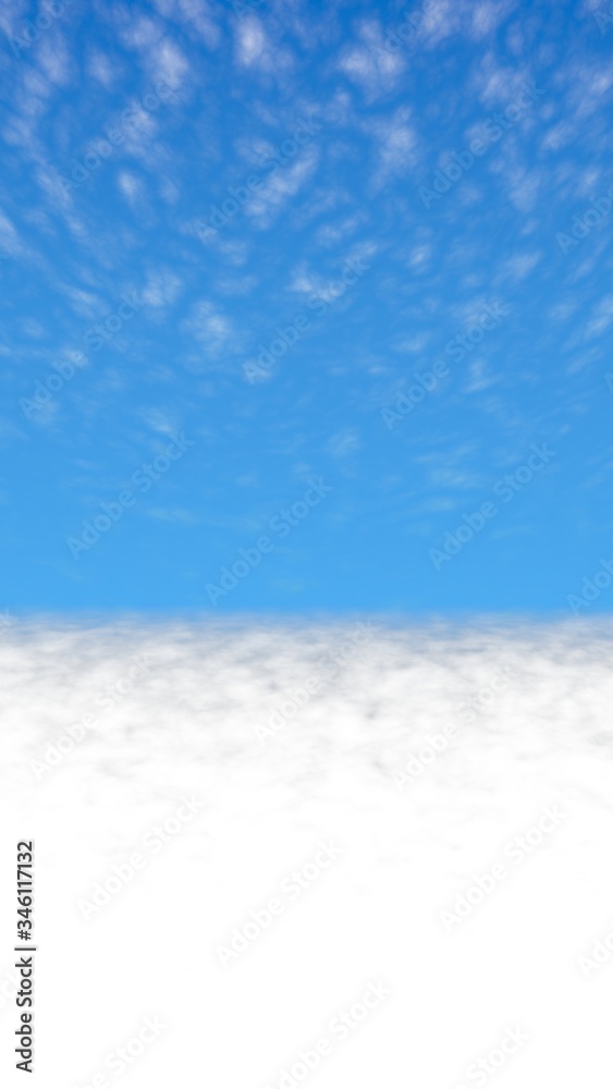 Obraz premium Blue sky background with white clouds. Cumulus white clouds in the clear blue sky in the morning. 3D illustration