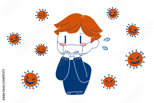 vector illustration of a man wearing a face mask