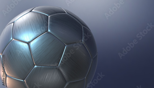 Silver soccer ball on various material and background  3d rendering