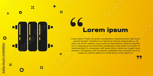 Black Heating radiator icon isolated on yellow background. Vector Illustration