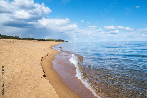 Fototapeta Naklejka Na Ścianę i Meble -  Seashore landscape witn beach in Simrishamn, south Sweden.