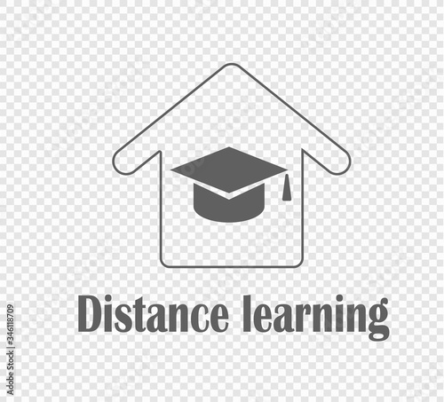 Distance learning vector illustration on transparent background. Online education. Studying during the quarantine period, social distance and self-isolation