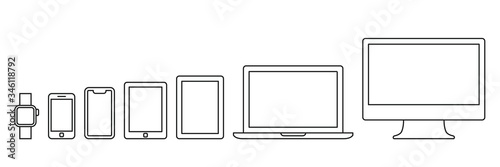 PC and smartphone icon set