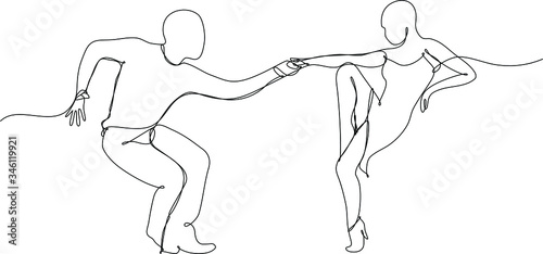 ballerini di danza moderna, disegno a singola linea continua su sfondo bianco