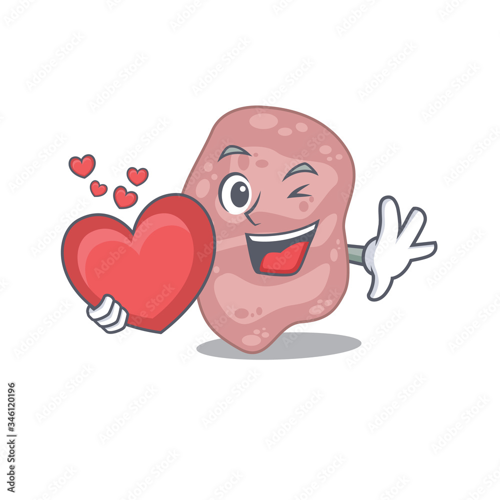 A sweet verrucomicrobia cartoon character style with a heart A sweet verrucomicrobia cartoon character style with a heart